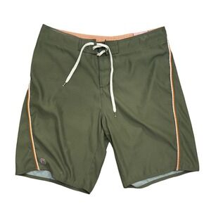 Vintage Old Navy Olive Green Swim Trunks‎ Men's Size L Orange White Accent Y2K